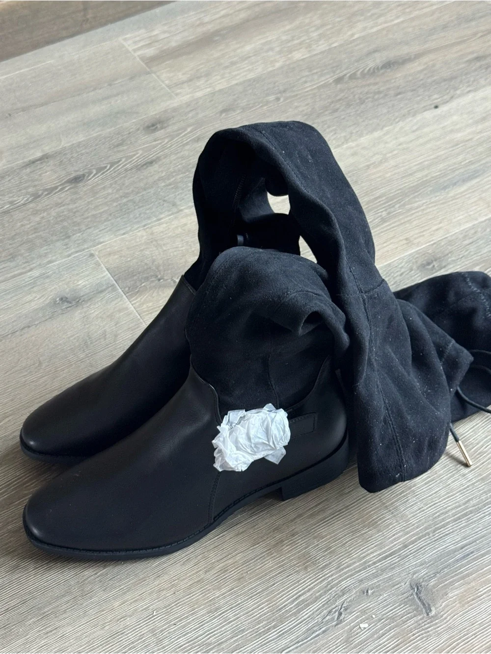 Shoe Dazzle Black Over-the-Knee Suede-Look Boots NWOT size 8